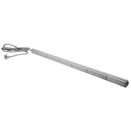 Hubbell Wiring Device-Kellems Metal PlugTrak, 40", 15A 6 Receptacle, 6' Cord and Plug, Gray HBL20C215GY